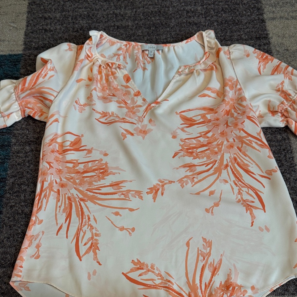 Joie Cream and Orange Floral Blouse